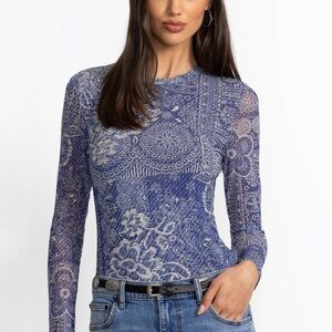 Johnny Was Natalie Long Sleeve Mesh Tee